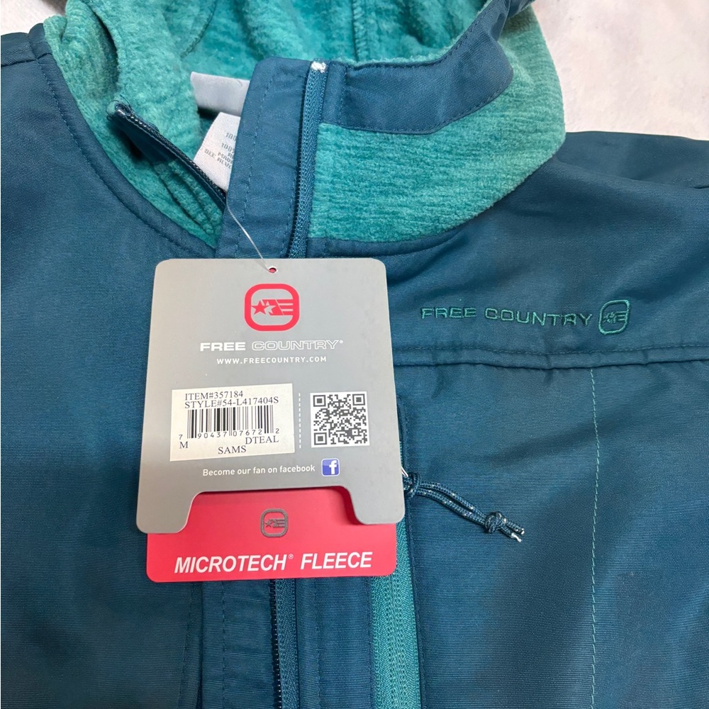 NWT Free Country Women’s Fleece Hoodie Jacket Green-Teal Size Medium - Picture 7 of 9